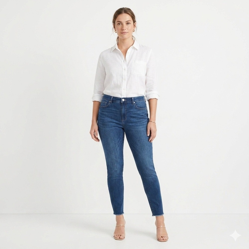 Sofia Jeans by Sofia Vergara Womens Size 16 Dark Wash Skinny Ankle Frayed Hem